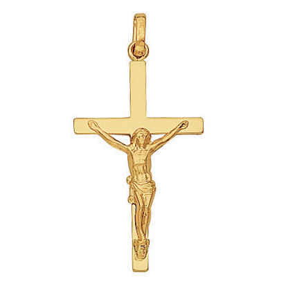 Photo de Croix christ plate - Or jaune 18ct