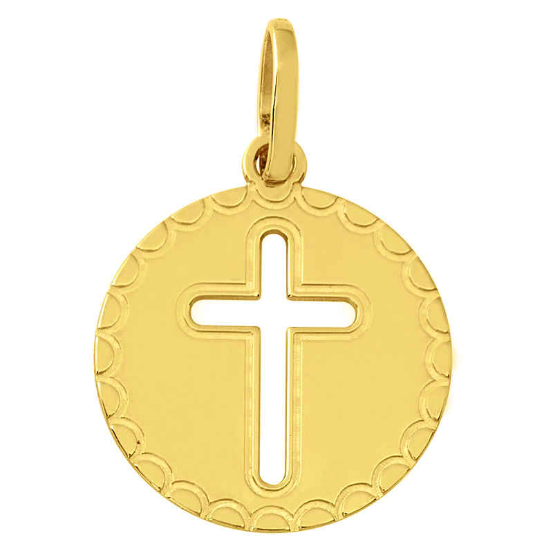 Photo de Médaille croix ajourée - Or jaune 18ct