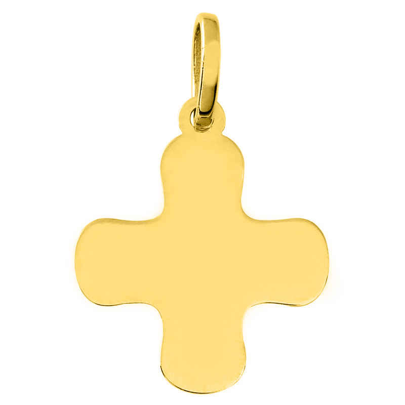 Photo de Croix bords ronds personnalisée - Or jaune 18ct
