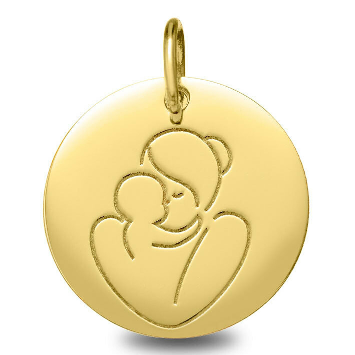 Photo de Médaille Vierge à l'enfant - Or jaune 18ct