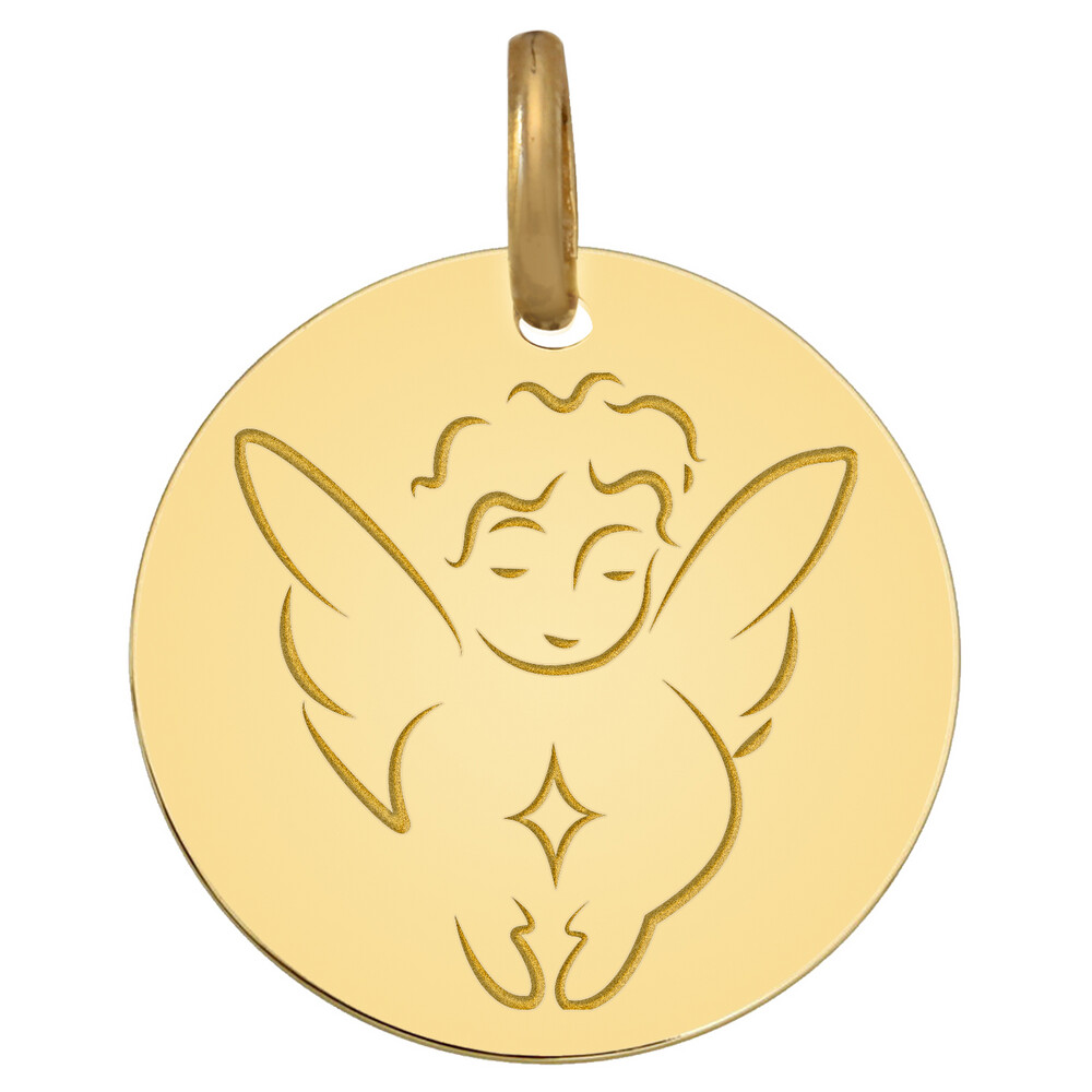 Photo de Médaille Ange étoile - Or jaune 18ct