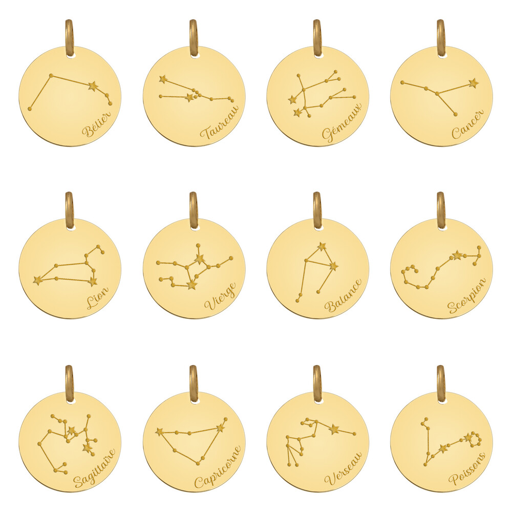 Photo de Médaille signe zodiaque constellation - Or jaune 9ct