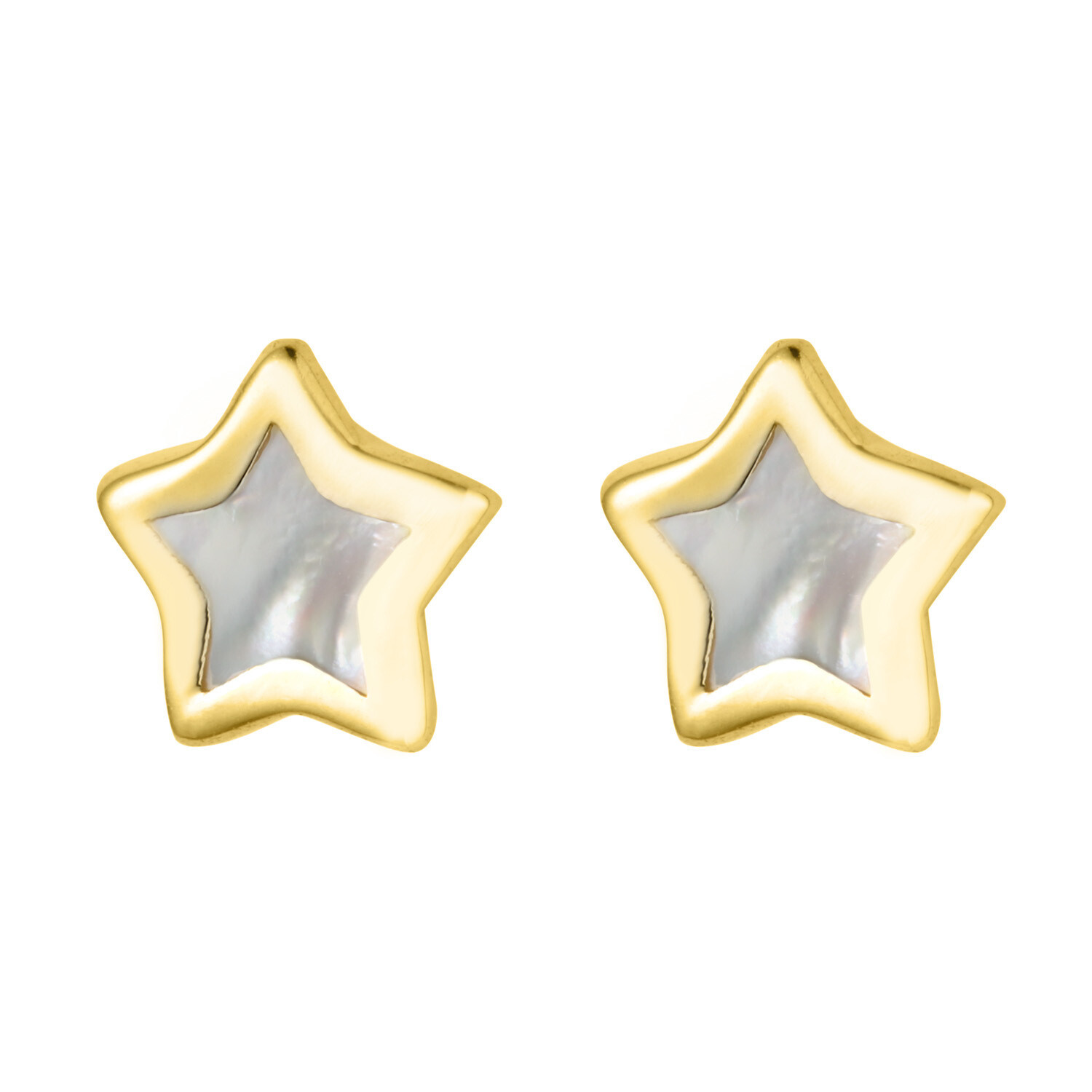 Boucles D'Oreilles Enfant Mouton Nacre Or Jaune 9 Carats - Coffret Cadeau Avec Certificat - Mondepetit