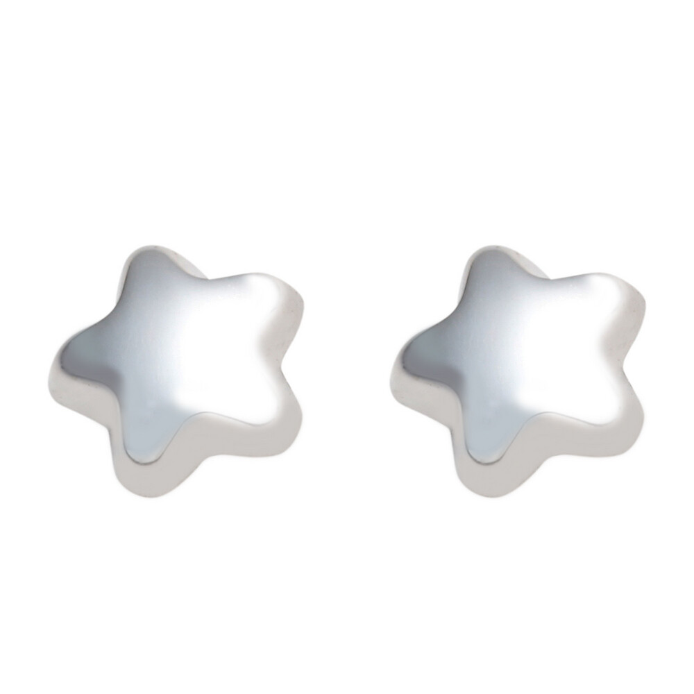 Photo de Boucles d'oreilles étoiles - Vis - Or blanc 9ct