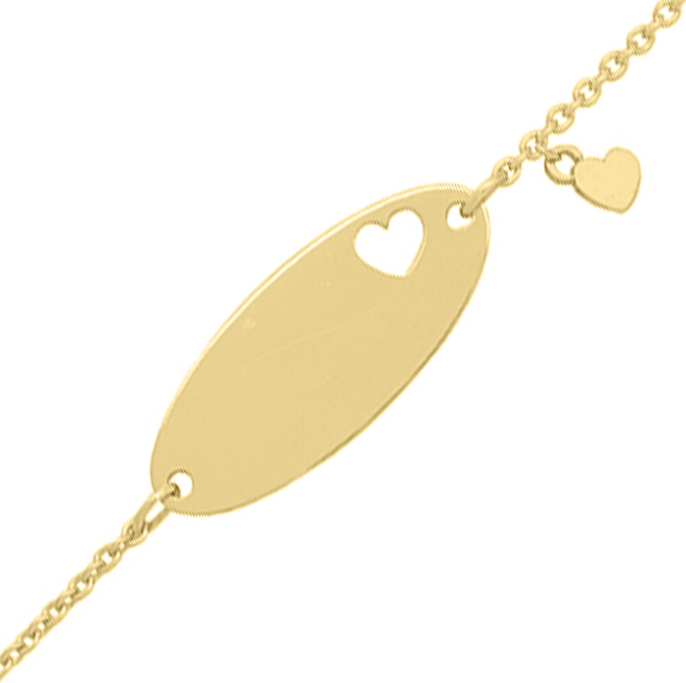 Mon Premier Bijou Gourmette bébé coeurs ajouré & charms - Or jaune 9ct