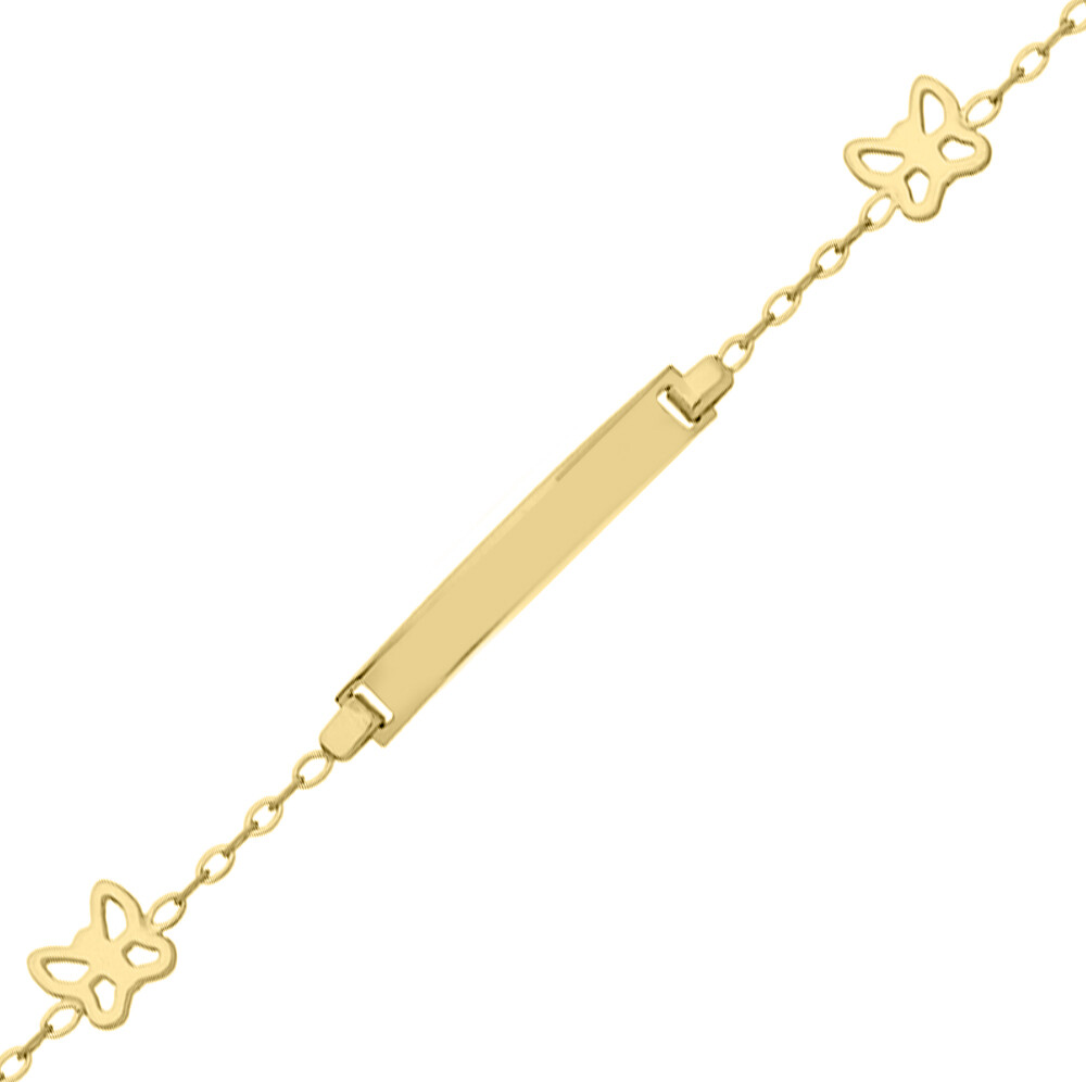Mon Premier Bijou Gourmette bébé papillons ajourés - Or jaune 18ct