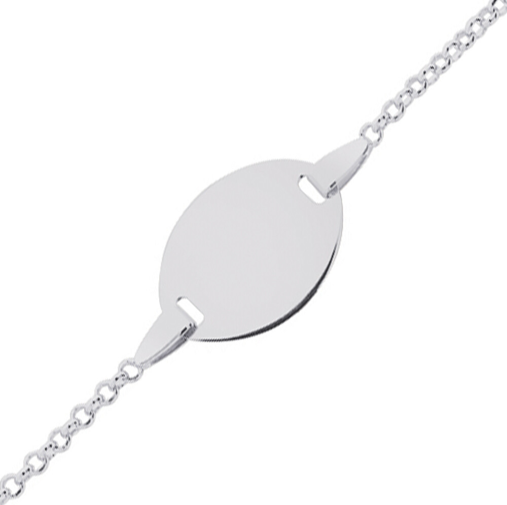 Mon Premier Bijou Gourmette bébé jaseron jeton ovale - Or blanc 18ct