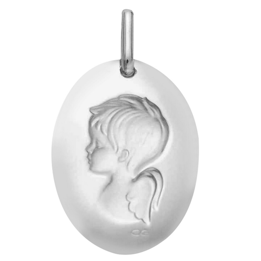 Photo de Médaille Ange ovale - Or blanc 18ct