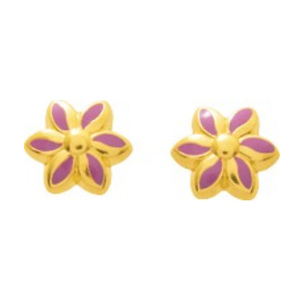 Photo de Boucles d'oreilles fleurs - Vis - Or jaune 18ct