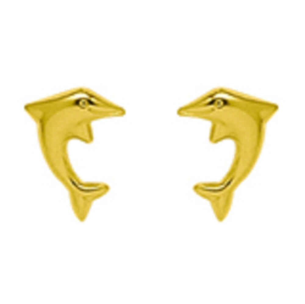 Photo de Boucles d'oreilles dauphins - Vis - Or jaune 18ct
