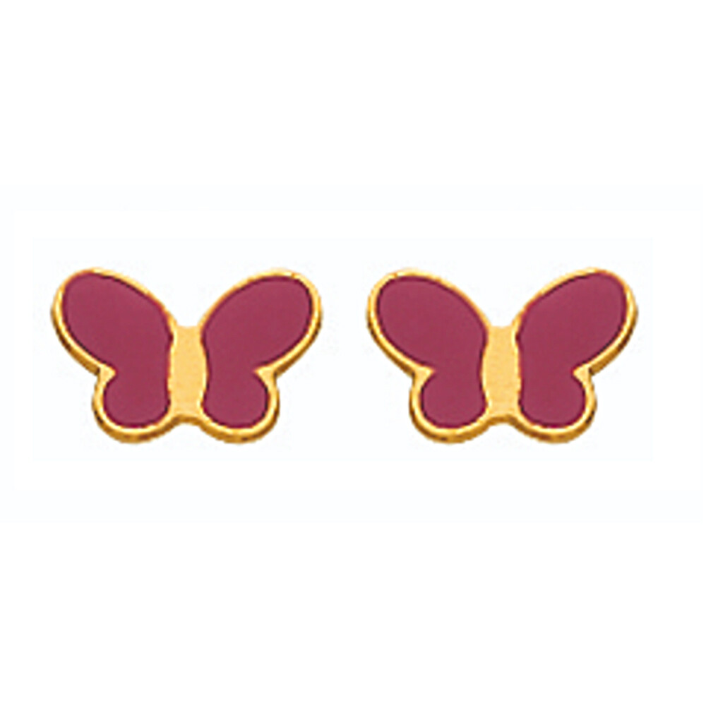 Photo de Boucles d'oreilles papillons - Puces - Or jaune 18ct