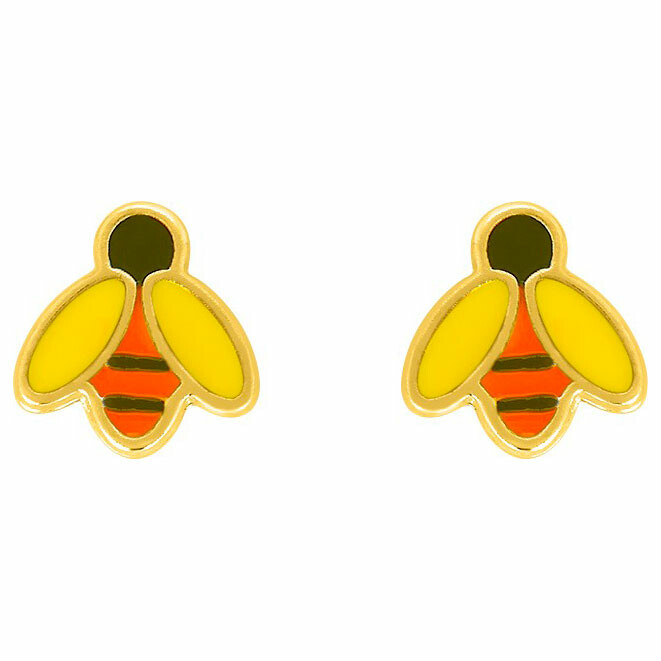 Photo de Boucles d'oreilles abeille - Vis - Or jaune 18ct