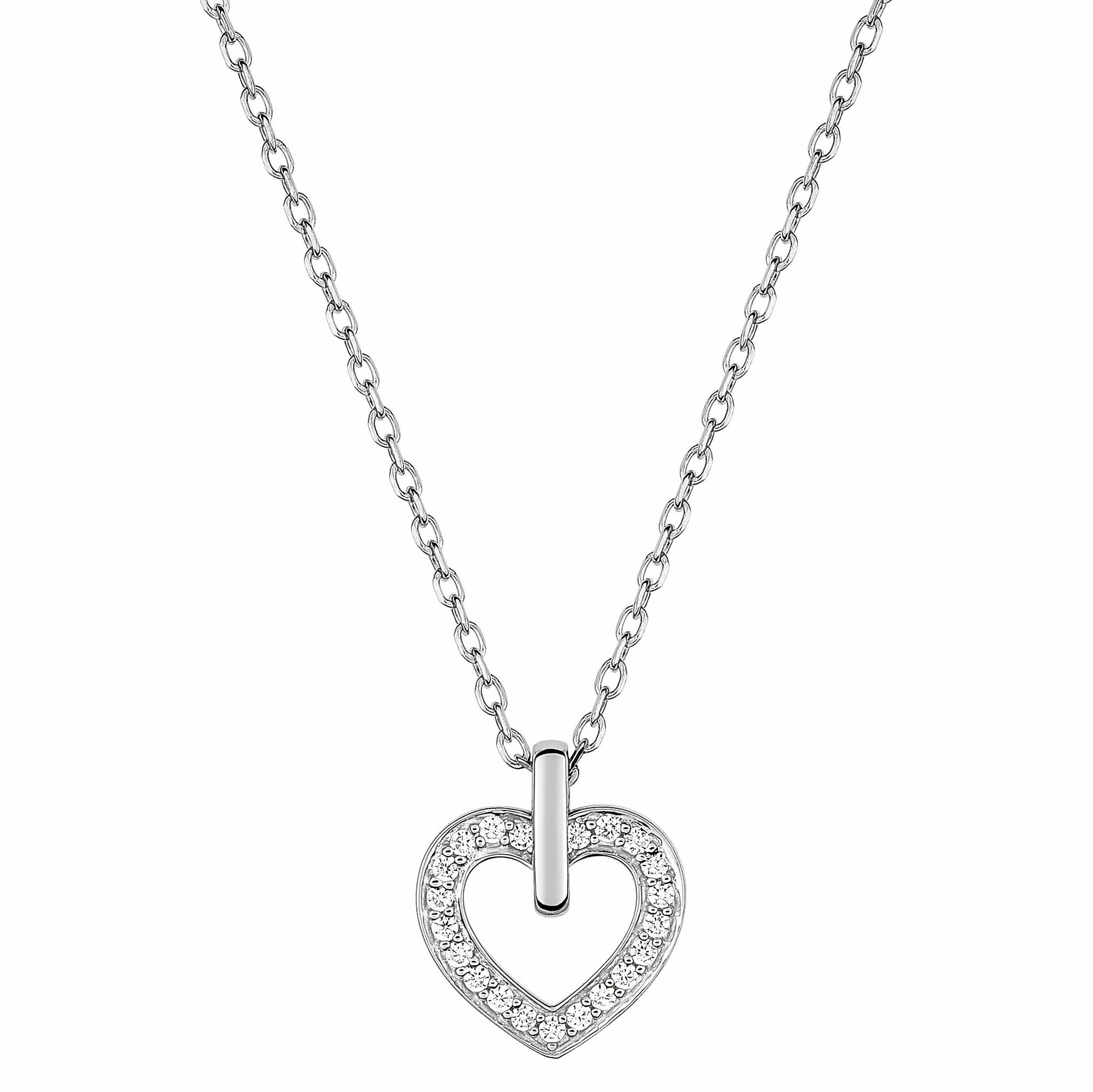 Mon Premier Bijou Collier chaine & coeur oxydes de zirconium - Or blanc 18ct