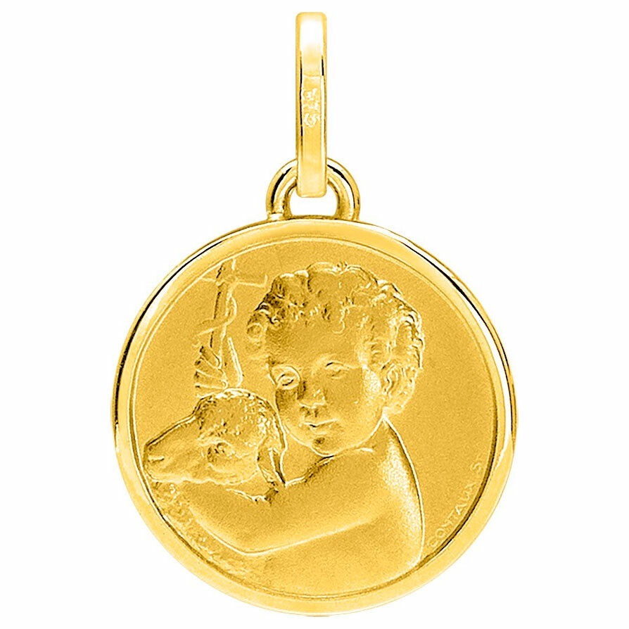 Médaille Ange à L'agneau - Or Jaune 9ct - PremierCadeau