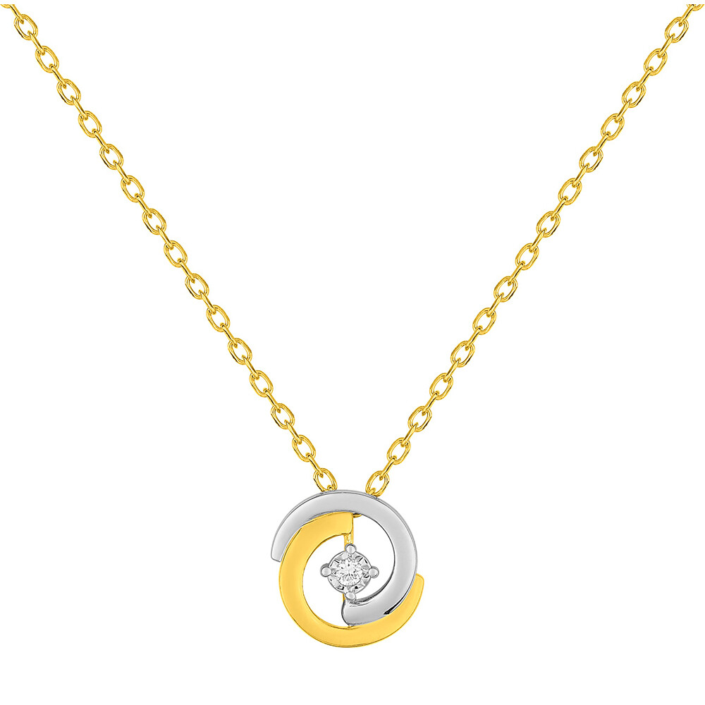 Mon Premier Bijou Collier pendentif duo - Diamant & Or jaune et blanc 9ct