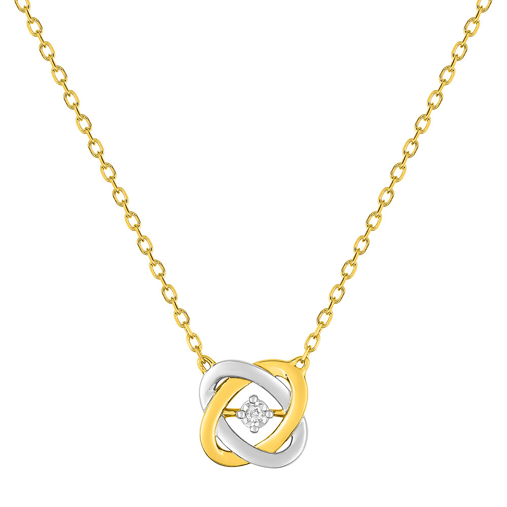 Photo de Collier pendentif entrelas - Diamant & Or jaune et blanc 9ct