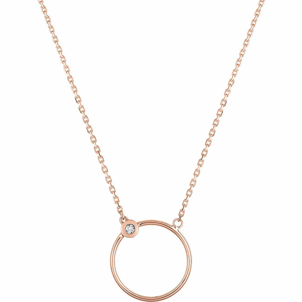 Photo de Collier pendentif design cercle - Diamant & Or rose 9ct