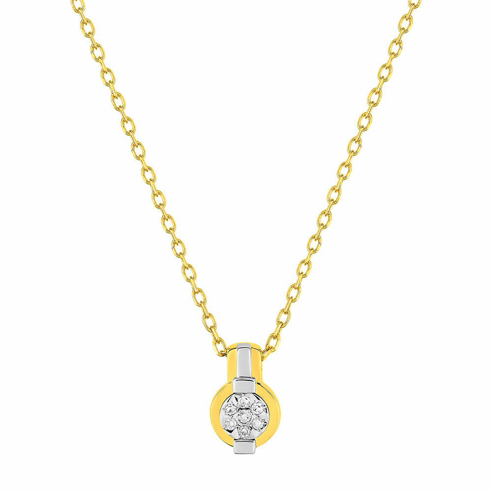 Photo de Collier pendentif design - Diamant & Or jaune et blanc 9ct