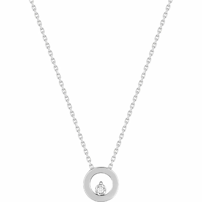 Mon Premier Bijou Collier chaine pendentif cercle - Diamant & Or blanc 18ct