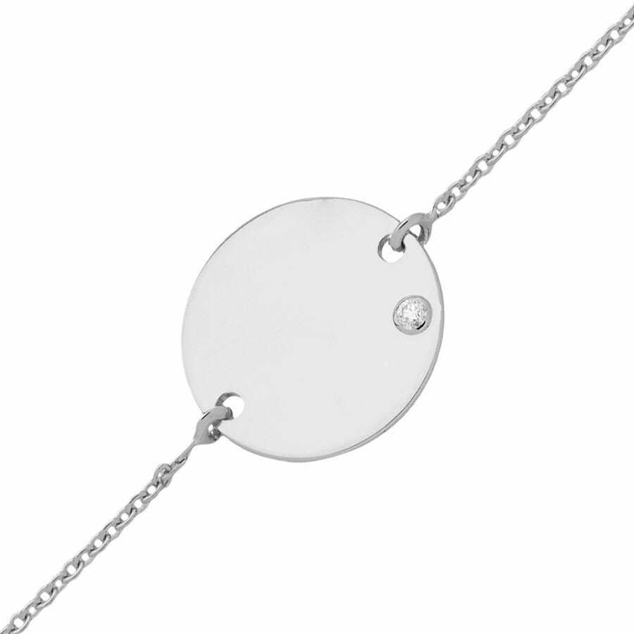 Gourmette B B Nuage Diamant Or Blanc Ct Premiercadeau