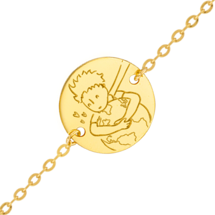Photo de Gourmette bébé Petit Prince "save the planet" - Or jaune 18ct