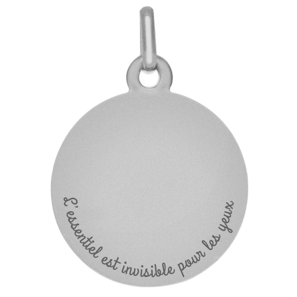Photo de Médaille Petit Prince sur la lune - Or blanc 9ct