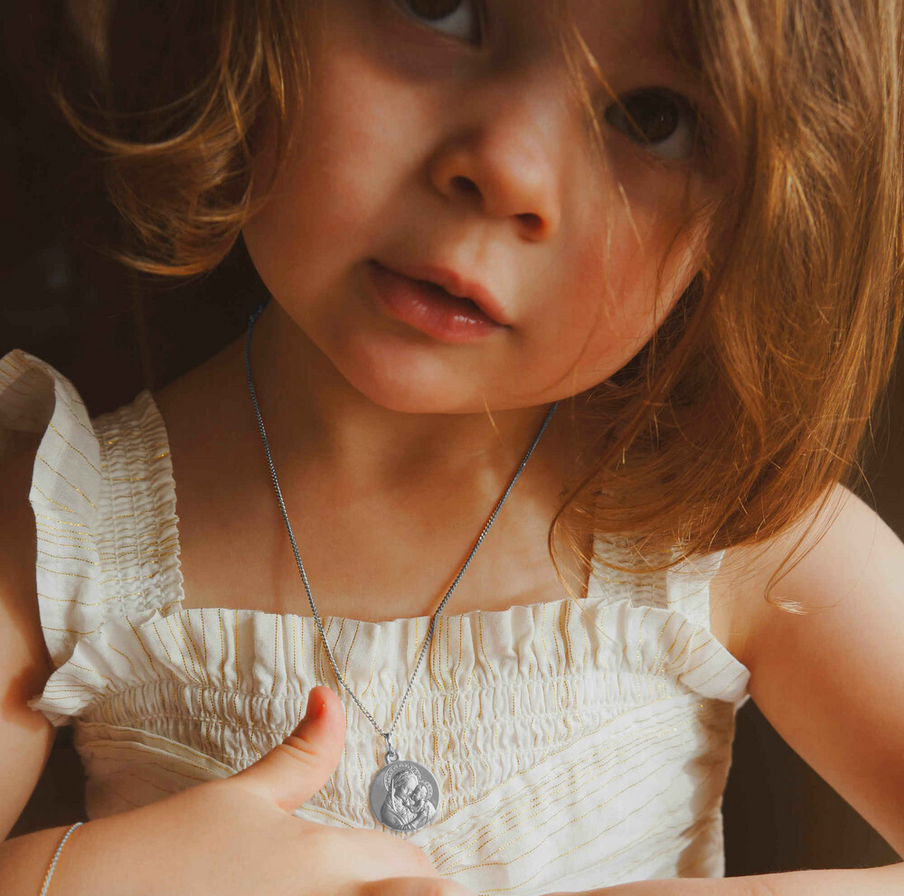 Photo de Médaille Vierge à l'enfant de Botticelli - Or blanc 18ct