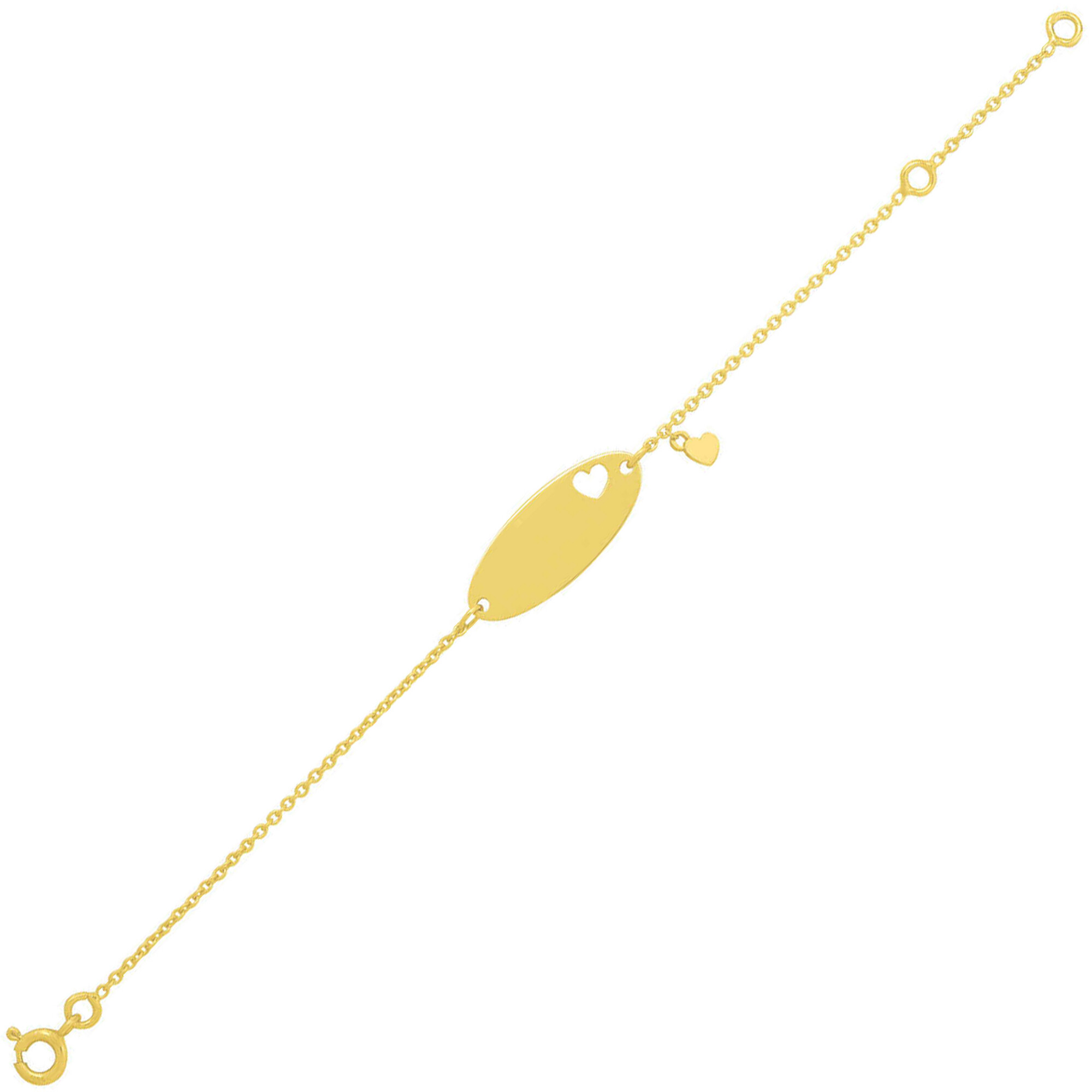 Mon Premier Bijou Gourmette bébé coeurs ajouré & charms - Or jaune 9ct 2