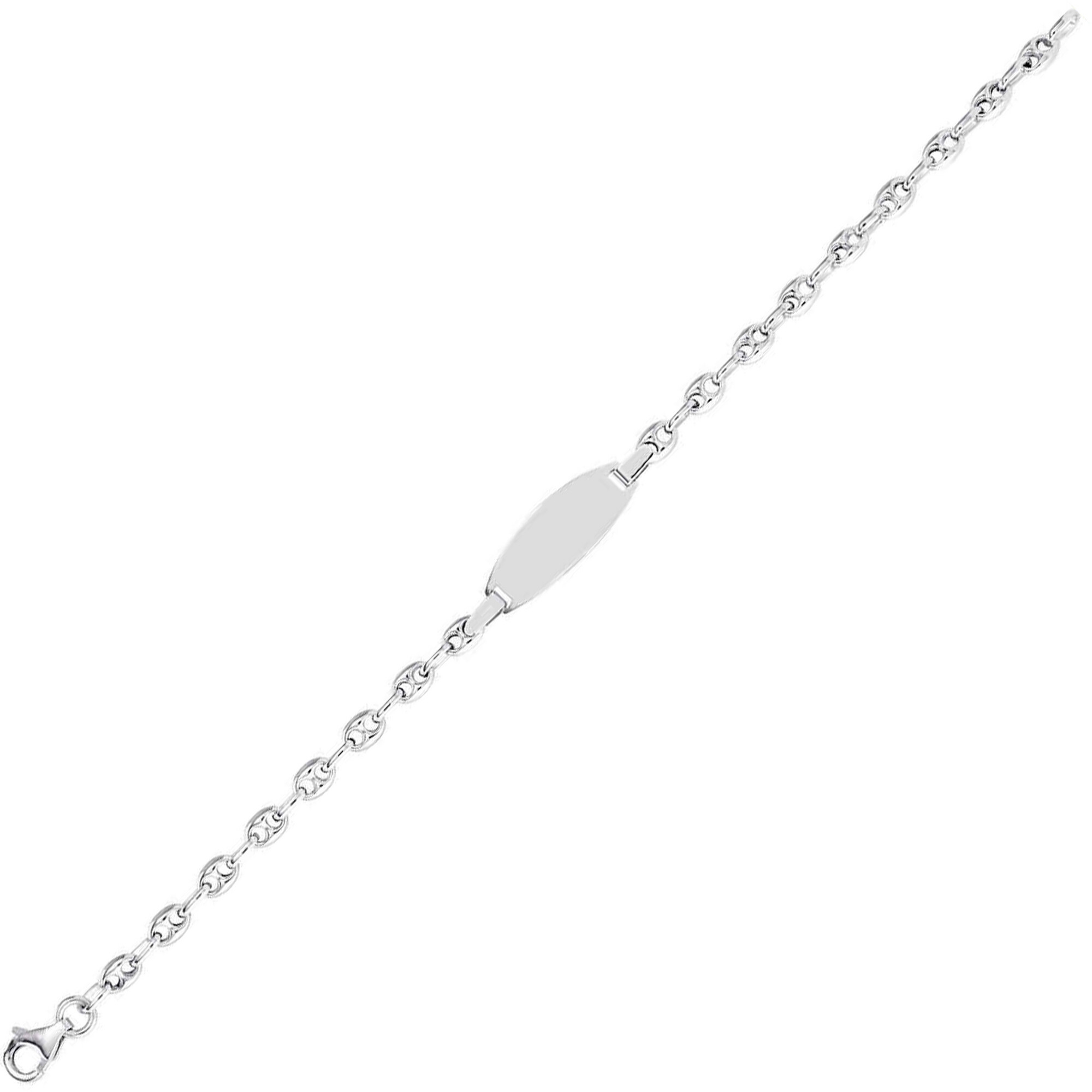 Mon Premier Bijou Gourmette bébé ovale grain de café - Or blanc 9ct 2