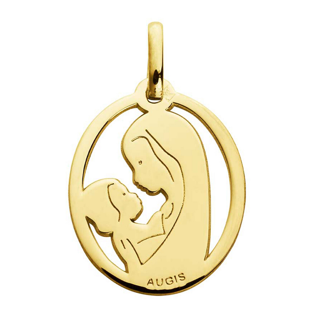 Photo de Médaille Vierge à l'enfant ajourée - Or jaune 18ct