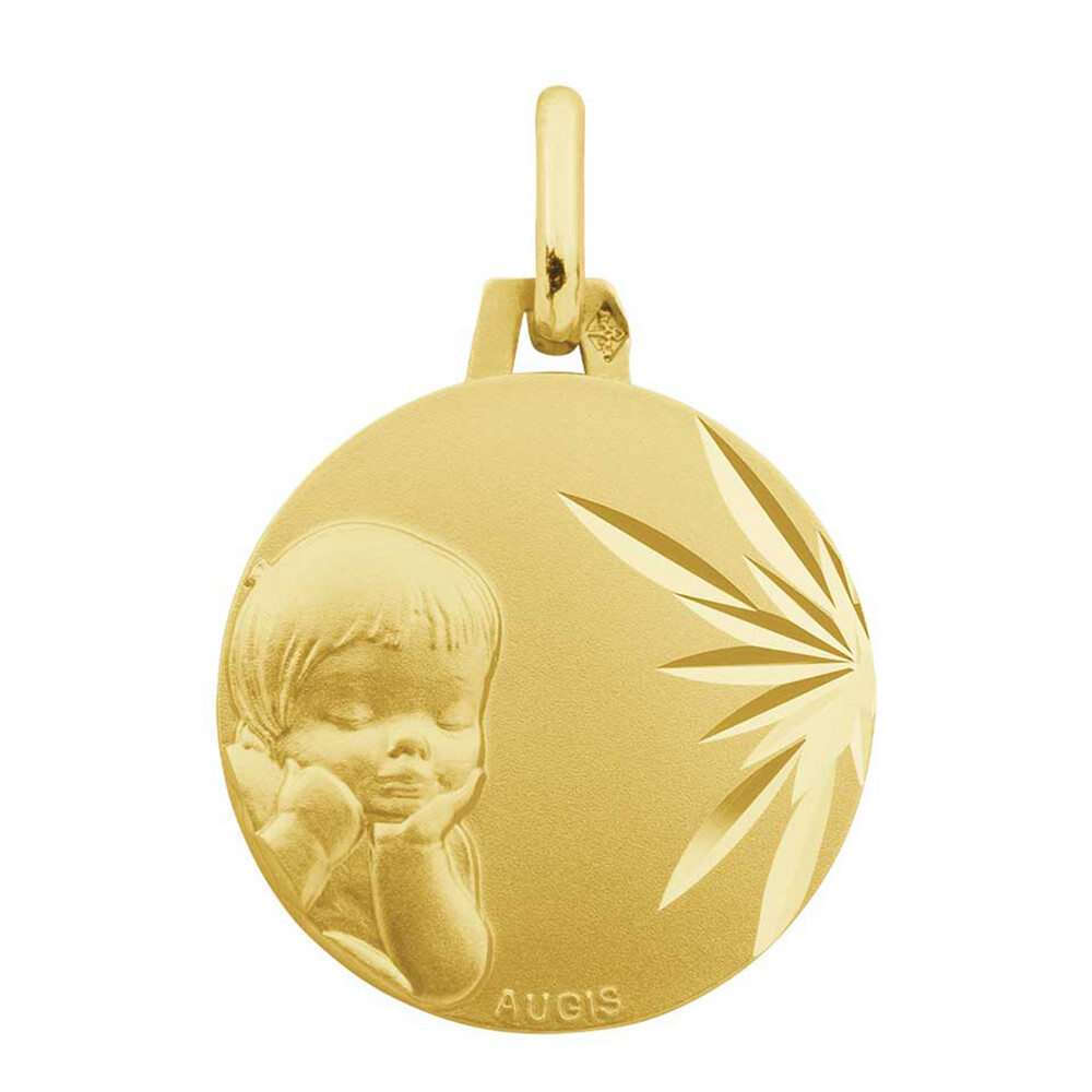 Photo de Médaille laïque enfant rêveur  - Or jaune 18ct