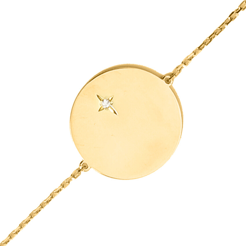 Mon Premier Bijou Gourmette bébé étoilée - diamant & or jaune 18ct