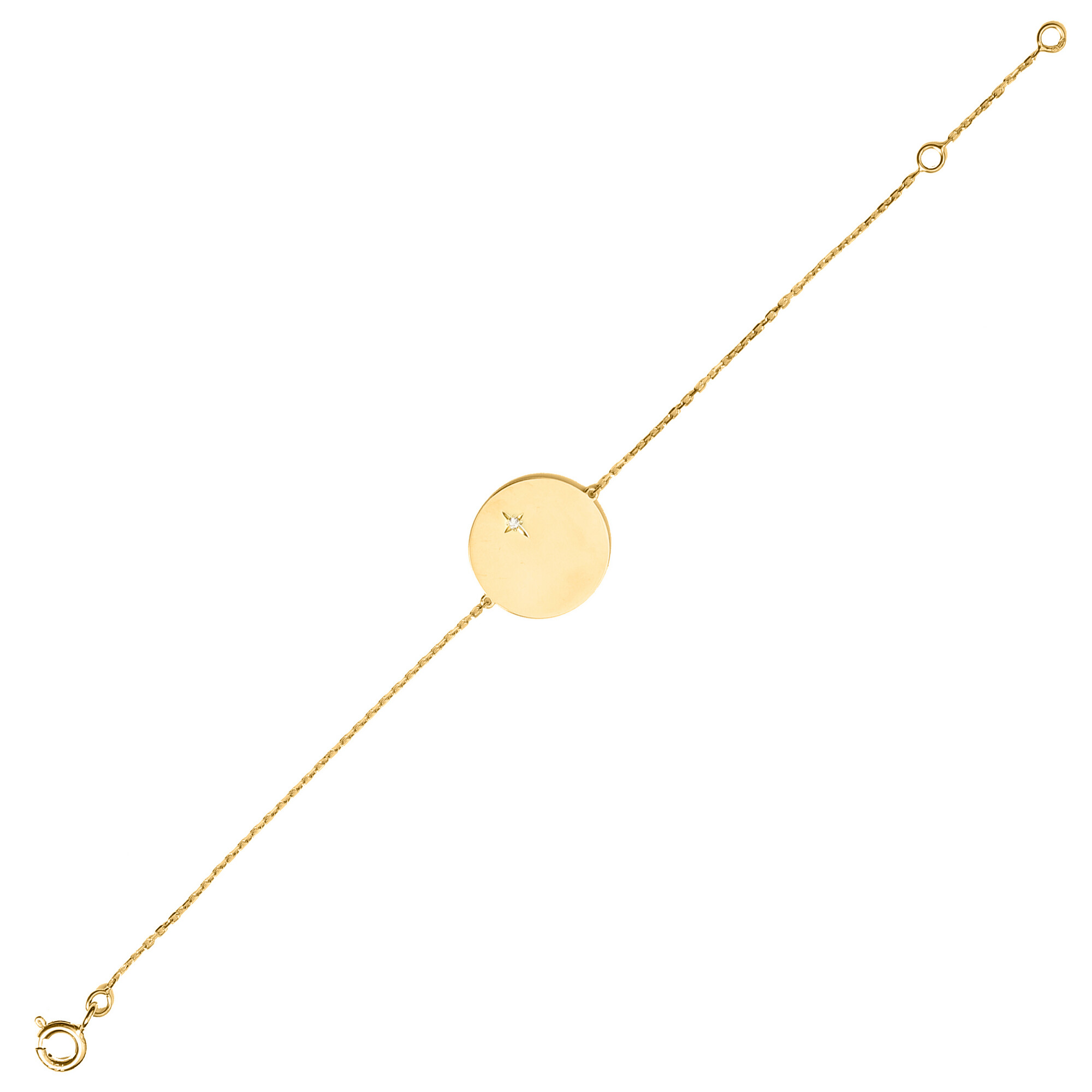 Mon Premier Bijou Gourmette bébé étoilée - diamant & or jaune 18ct 2