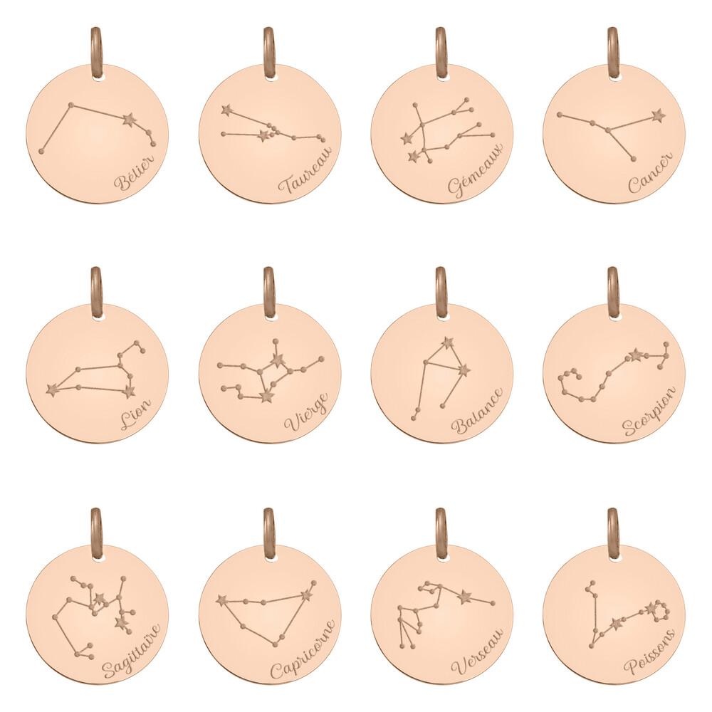 Photo de Médaille signe zodiaque constellation - Or rose 18ct