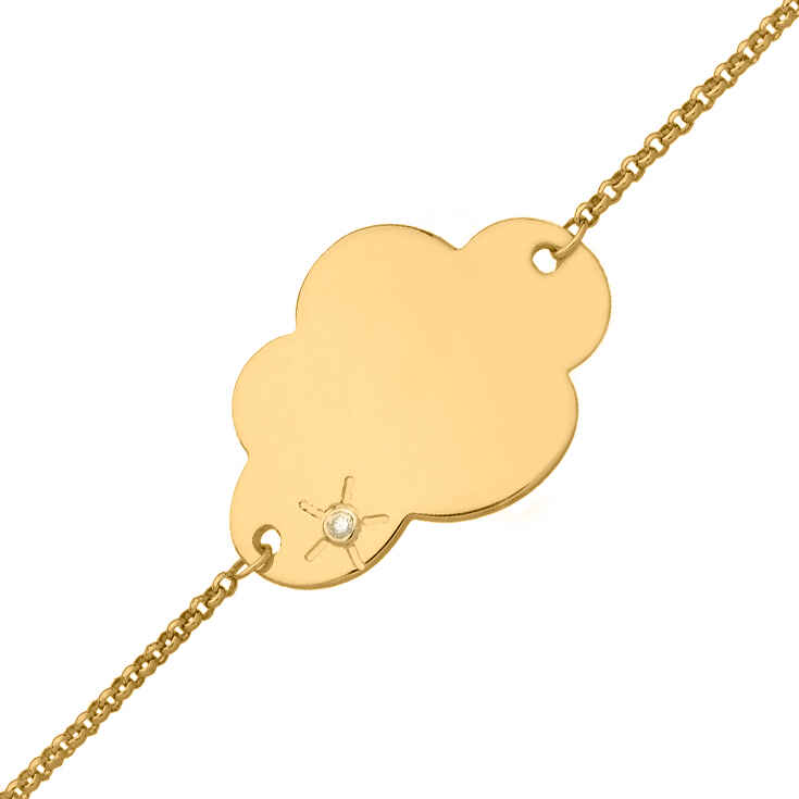 Gourmette bébé nuage diamant & or jaune 18ct PremierCadeau