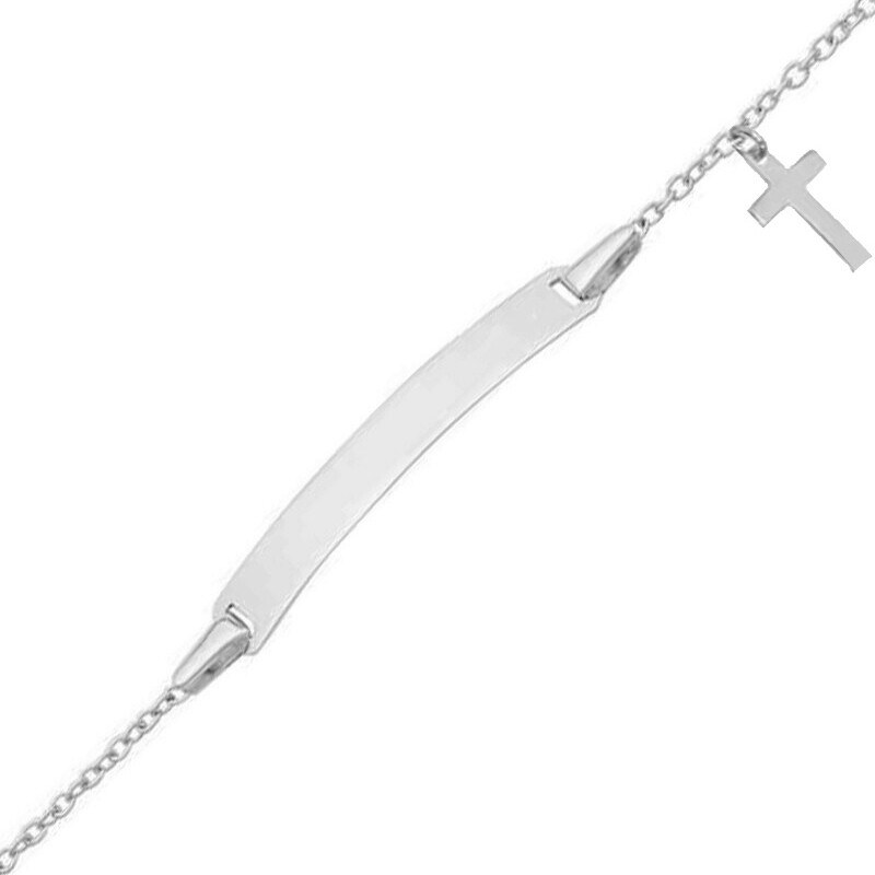 Gourmette Bébé Croix - Or Blanc 9ct Sur PremierCadeau.com