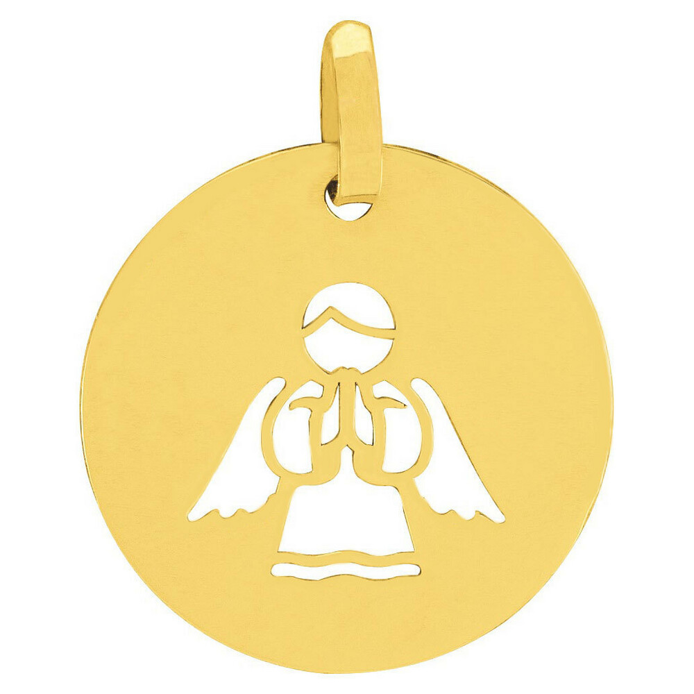 Photo de Médaille Ange en prière ajourée - Or jaune 18ct