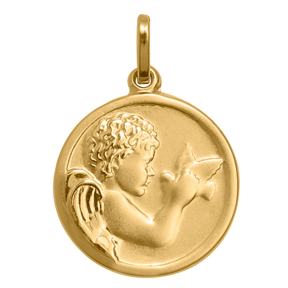 Photo de Médaille Ange à la colombe - Or jaune 9ct