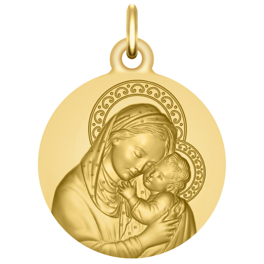 Photo de Médaille Vierge à l'enfant de Botticelli - Or jaune 9ct
