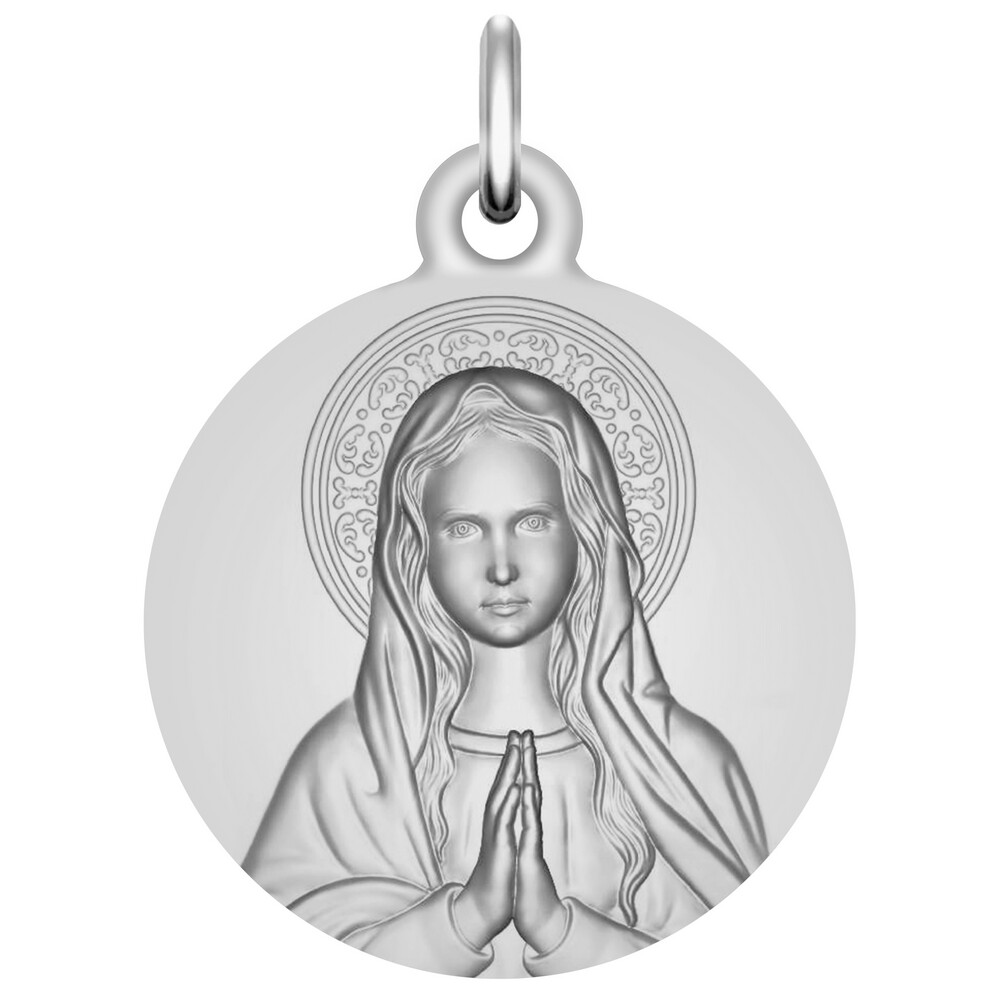 Photo de Médaille Vierge en prière de face - Argent massif