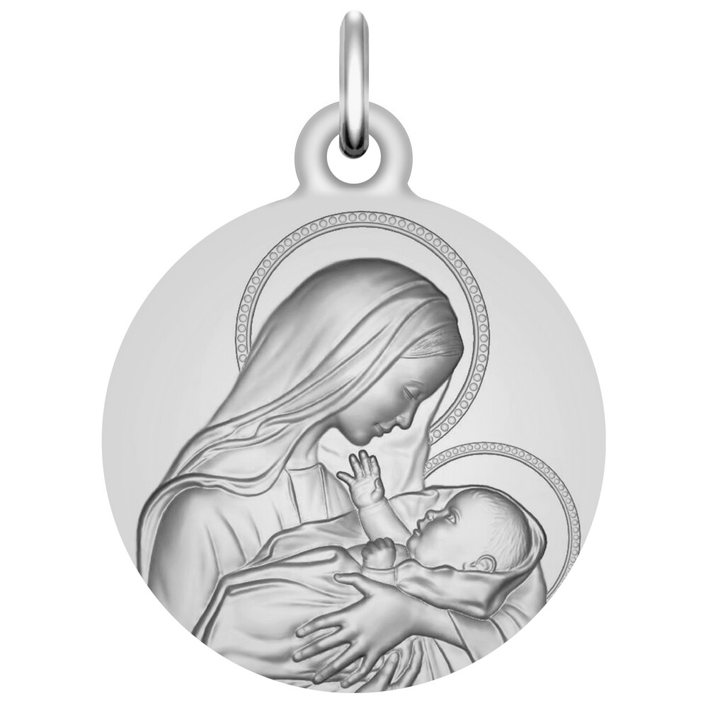 Photo de Médaille Vierge à l'enfant - Amour Maternel - Argent massif