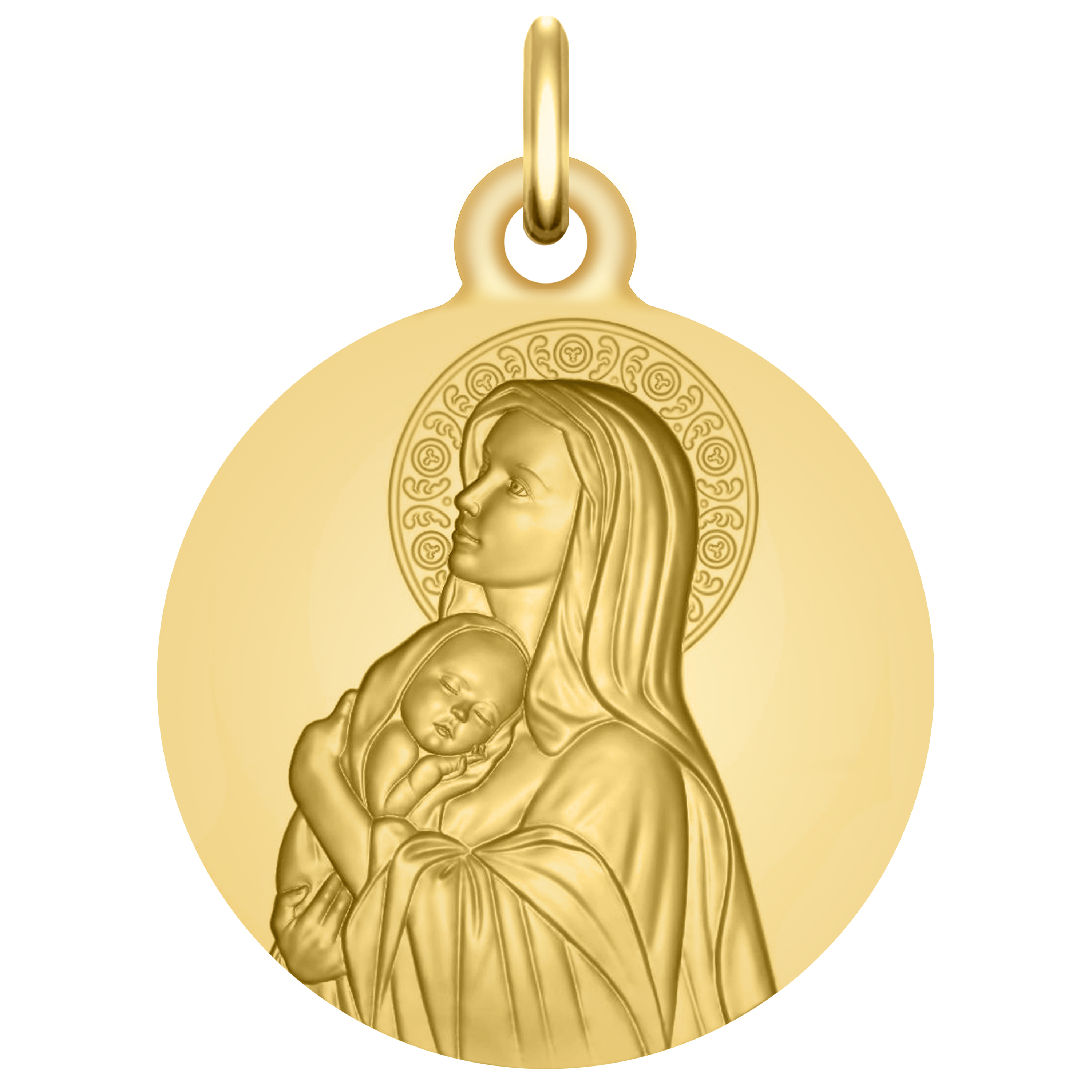 Medaille bébé Maison de la Médaille Médaille Vierge à l'enfant - Amour  Maternel - Or jaune 18ct sur