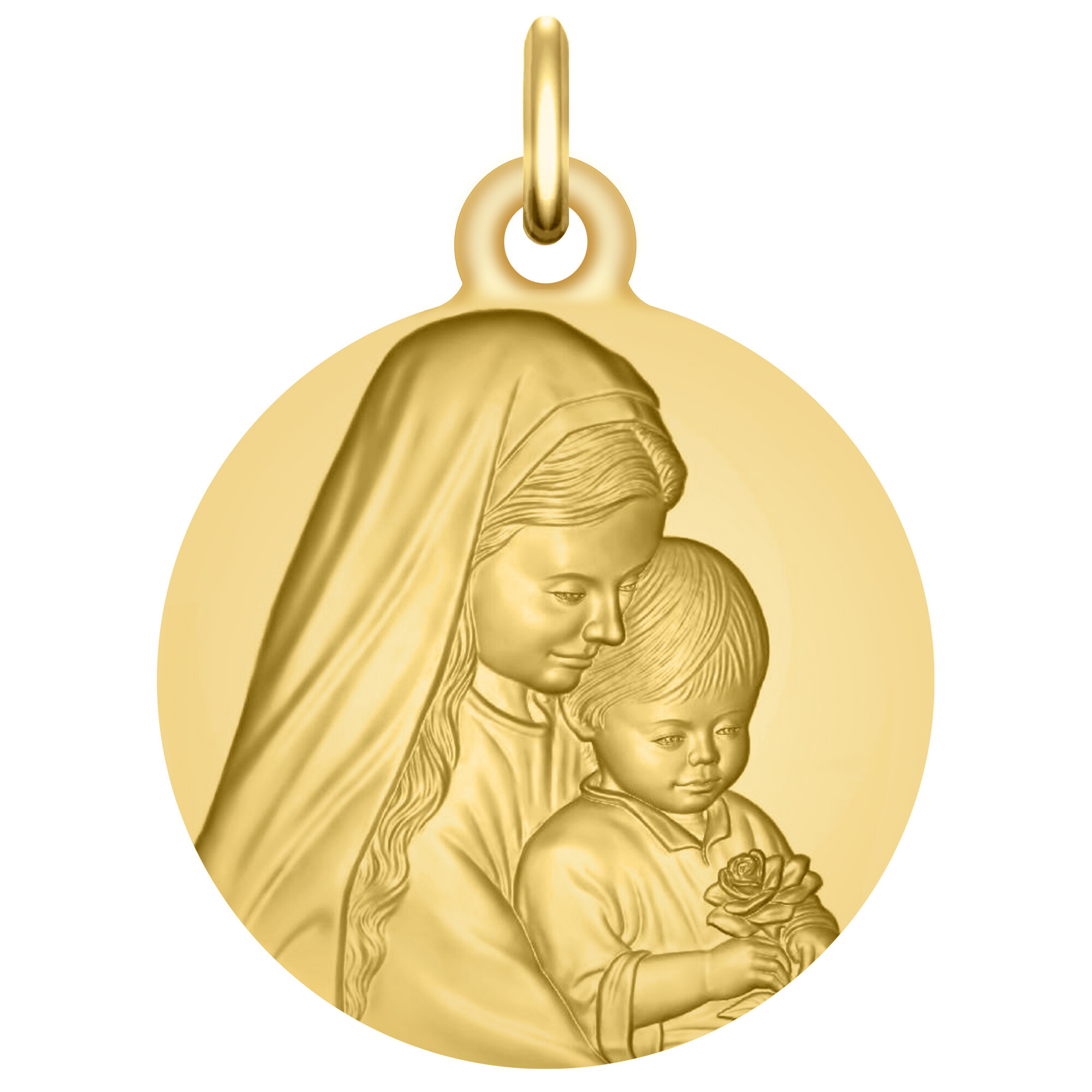 Médaille de baptême Maison de la Médaille Médaille Vierge à l'enfant et la  colombe - Or jaune 18ct sur Maison de la Médaille