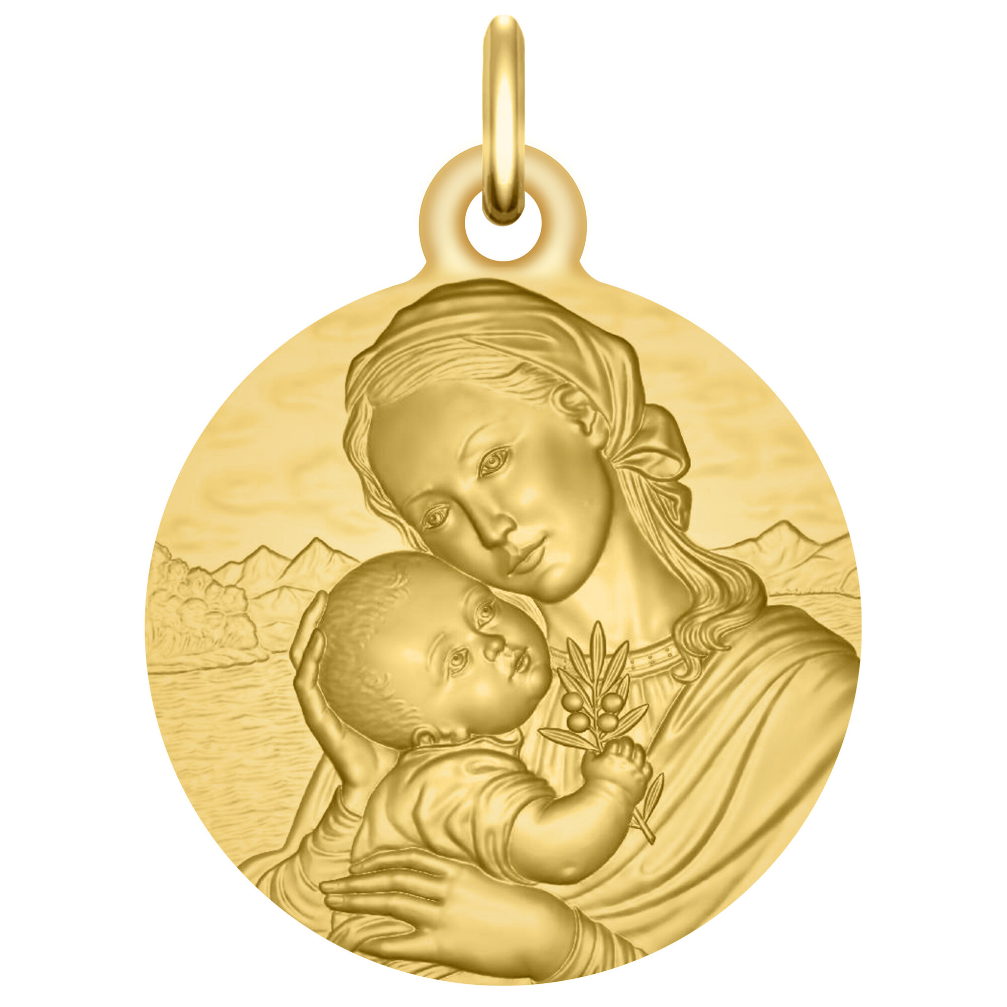 Médaille Vierge à l'enfant - Or et Nacre – Manufacture Mayaud