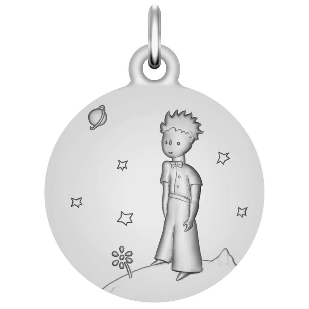 Photo de Médaille Petit Prince sur sa planète - Or blanc 18ct