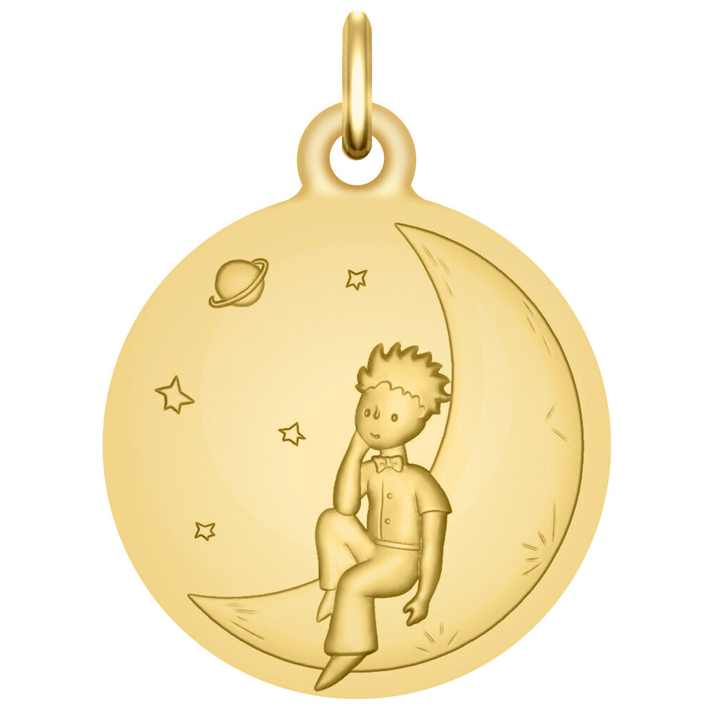 Photo de Médaille Petit Prince sur la lune - Or jaune 18ct
