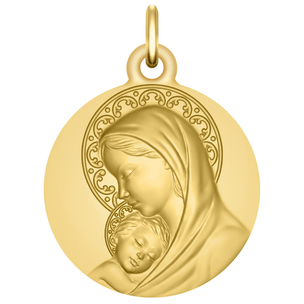 Photo de Médaille Vierge à l'enfant - Or jaune 18ct