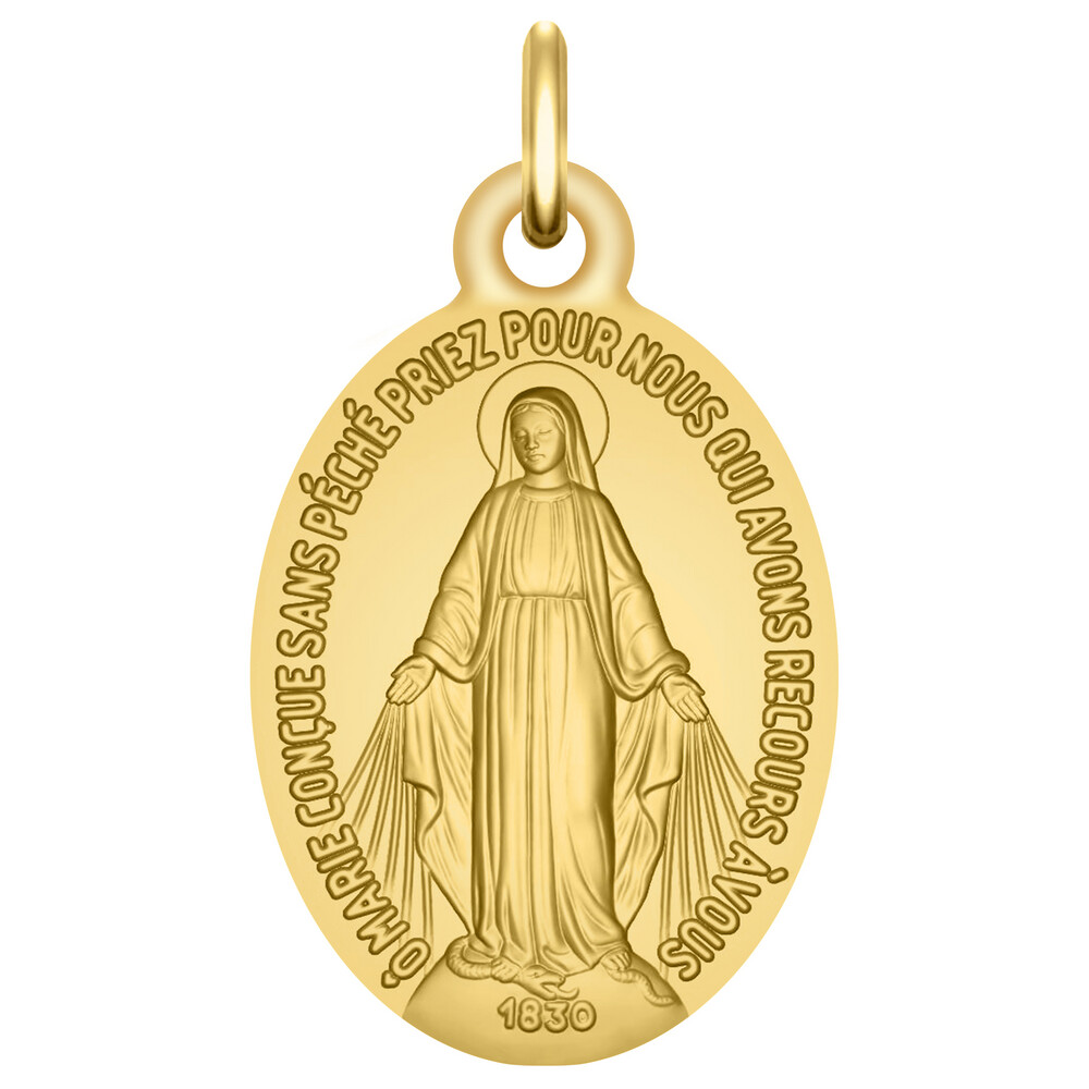 Photo de Médaille Vierge Miraculeuse à graver - Or jaune 18ct