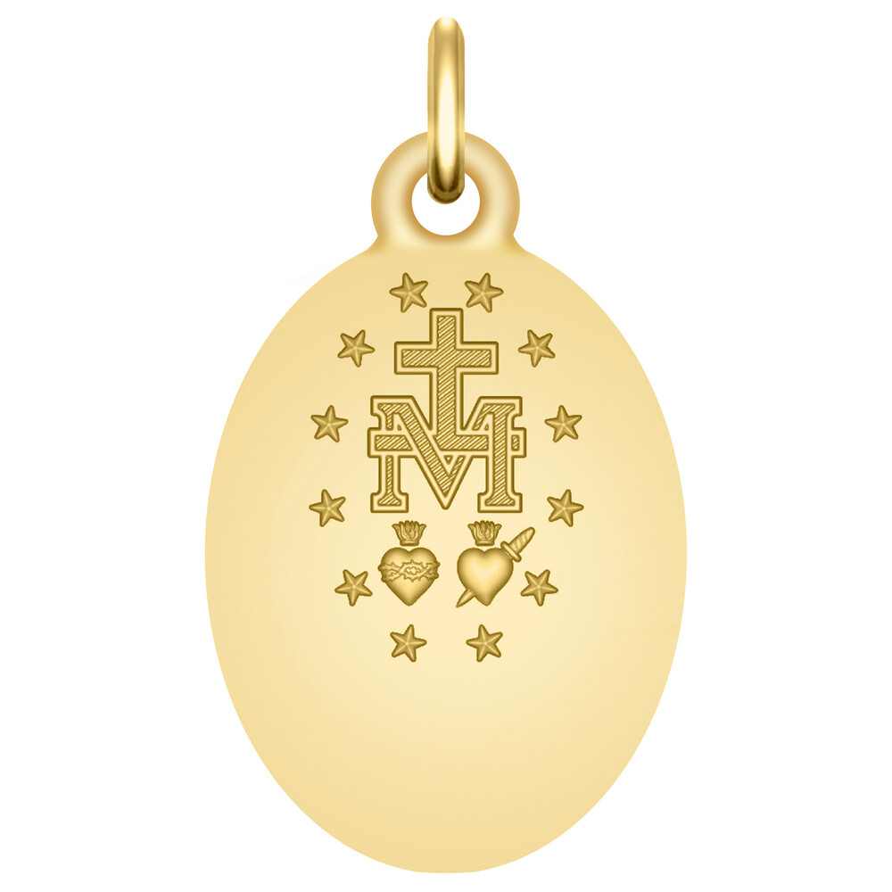 Photo de Médaille Vierge Miraculeuse à graver - Or jaune 18ct
