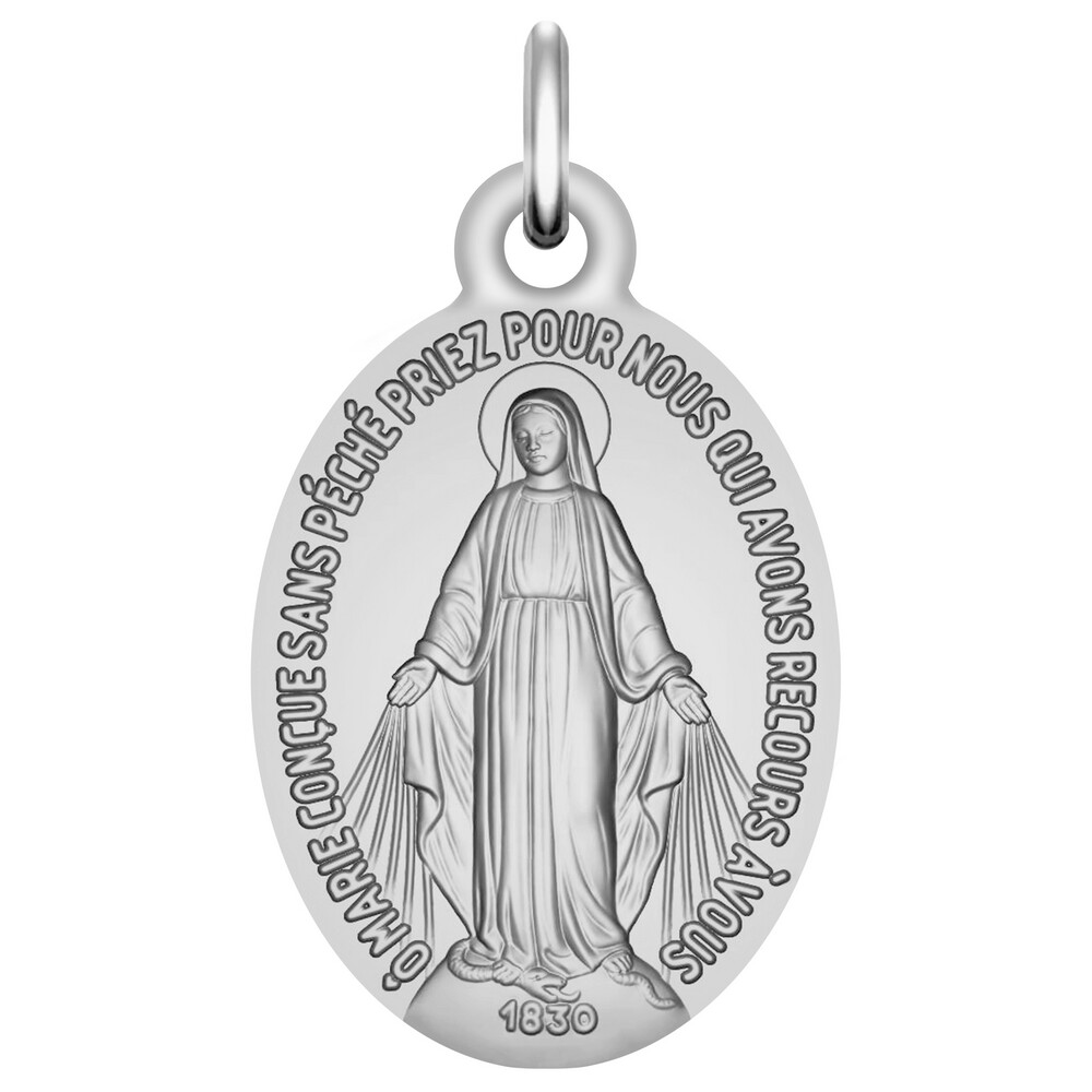 Photo de Médaille Vierge Miraculeuse à graver - Or blanc 18ct